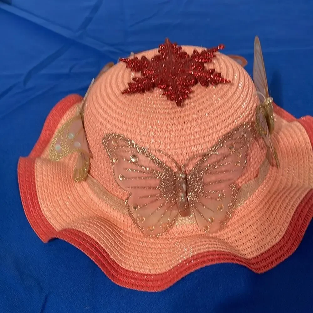 Unbranded Women’s Natural Fiber Hat Butterflies Embellished
